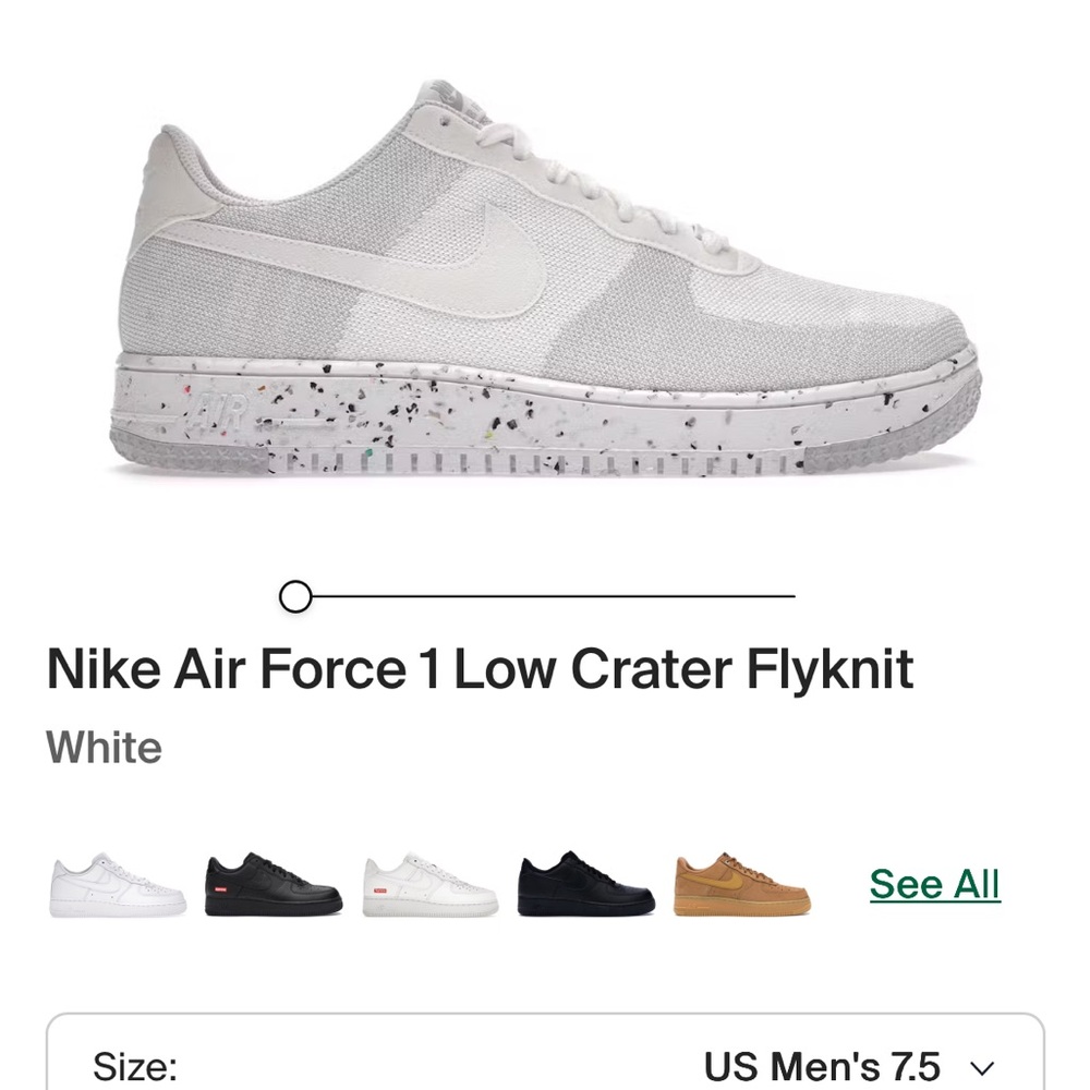 Nike Air Force 1 Low Crater Flyknit White Sneakers